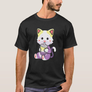 Camiseta Té Boba Neko Gato Orgullo LGBTQ No Binario NoBinar