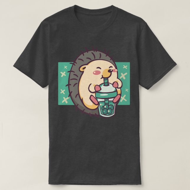Camiseta Té Bubble Hedgehog Funny Boba Tea 450 (Diseño del anverso)