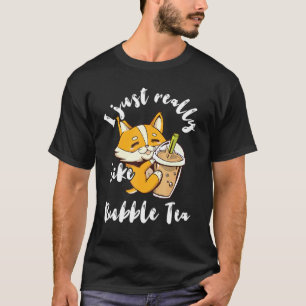 Camiseta Té Burbuja Corgi Perro Bebida Láctea Perla Boba Mo