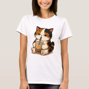 Camiseta Té Burbuja de Gato Calico Gruñón 