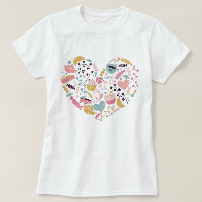 Camiseta Té/café y dulces amor (Diseño del anverso)