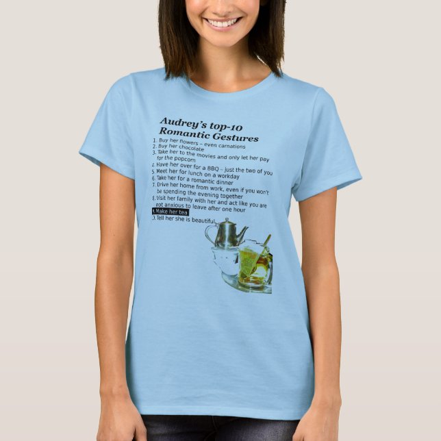 Camiseta Té-Camisa romántica del gesto (Anverso)
