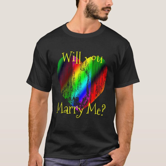 Camiseta ¿Te Casarás Con Mí LGBTQ Heart T Shirt Gay Marriag (Anverso)