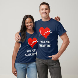 Camiseta ¿Te Casarás Conmigo Amor De San Valentín Azul Y Bl