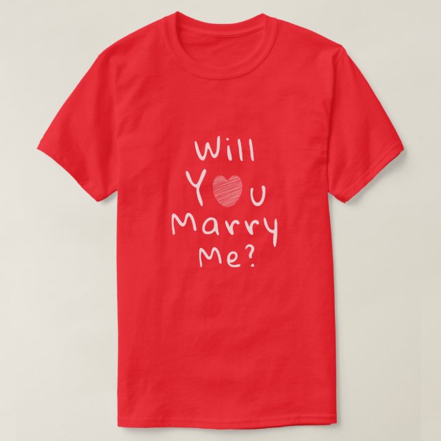 Camiseta ¿Te casarás conmigo? Corazón rojizo (Diseño del anverso)