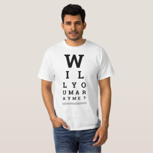 Camiseta ¿Te Casarás Conmigo? Gráfica de examen ocular con