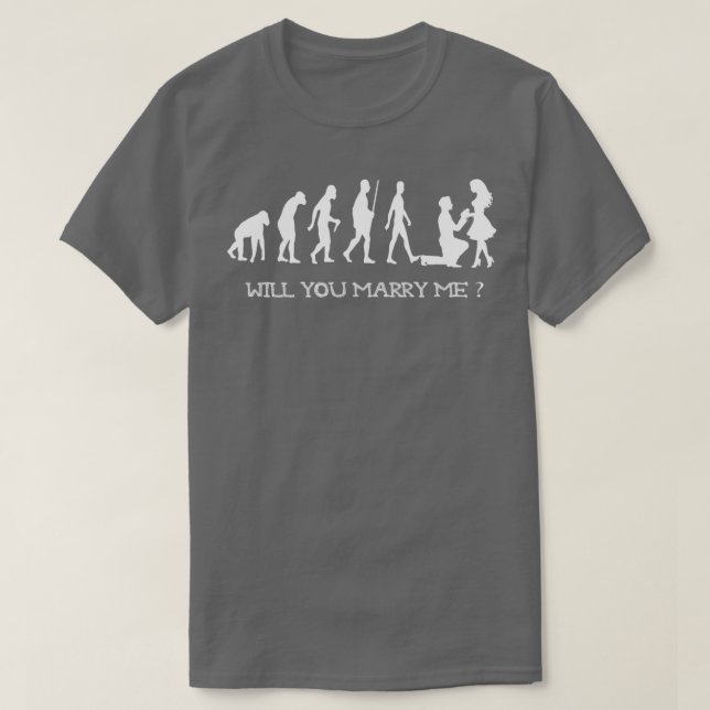 Camiseta ¿Te casarás conmigo? La evolución se involucra (Diseño del anverso)