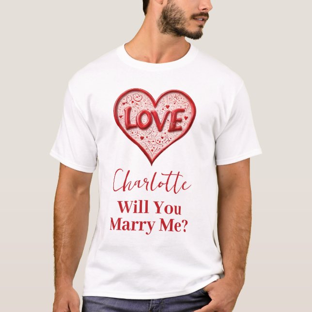 Camiseta ¿Te Casarás Conmigo? | Propuesta de Corazón de Amo (Anverso)