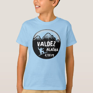 Camiseta Té de arte de snowboard gris para niños Valdez Ala