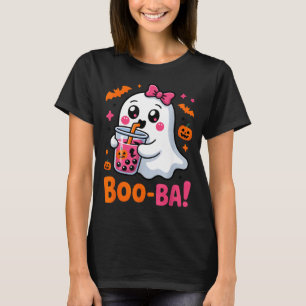 Camiseta Té de boba kawaii adorable fantasma boo Halloween