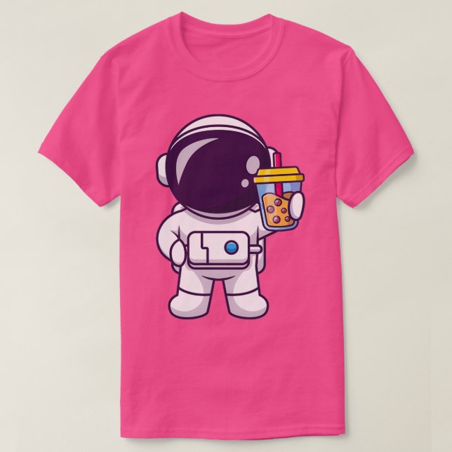 Camiseta Té De Burbuja Astronauta Cute En El Espacio (Diseño del anverso)