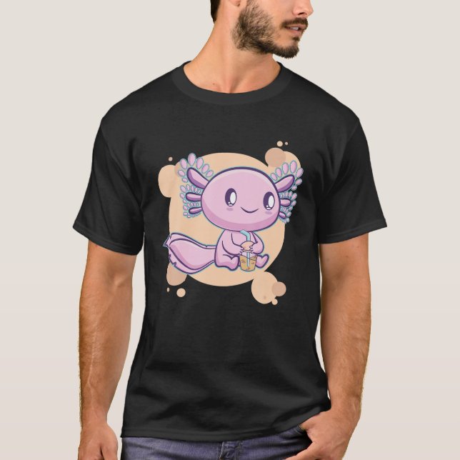 Camiseta Té de burbuja Axolotl Boba Leche Kawaii Anime Past (Anverso)