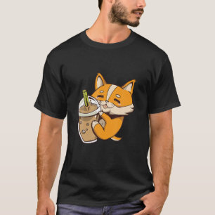 Camiseta Té de burbuja Cute Corgi Perro cachorro Boba Tea L