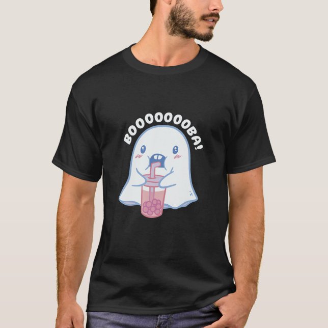 Camiseta Té de burbuja de Boba con bebida fantasma suave -  (Anverso)