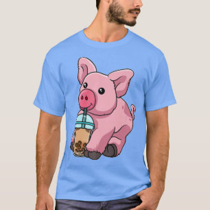 Camiseta Té de burbuja de cerdo, animales cortados con té B
