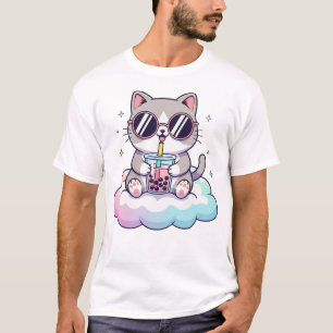 Camiseta Té de burbuja de gato de Chubby - Kawaii T-Shi