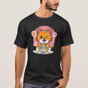 Camiseta Té de burbuja de gato lindo Boba Anime Kawaii Neko