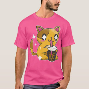Camiseta Té de burbuja de manga Kitten japonés 1429