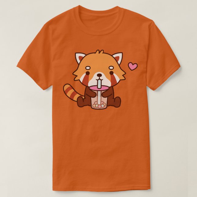 Camiseta Té de burbuja de panda roja picada 1 (Diseño del anverso)