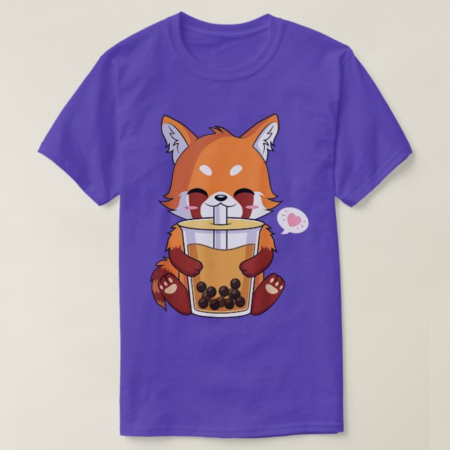Camiseta Té de burbuja de panda rojo picado (Diseño del anverso)