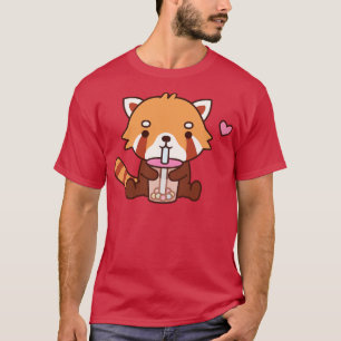 Camiseta Té de burbuja de panda rojo picado