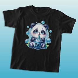 Camiseta Té de burbuja de panda y Boba azul
