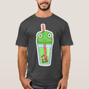 Camiseta Té de burbuja de rana verde Kawaii Premium