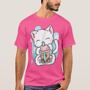 Camiseta Té de burbuja de té Boba de gato Anime Kawaii Neko