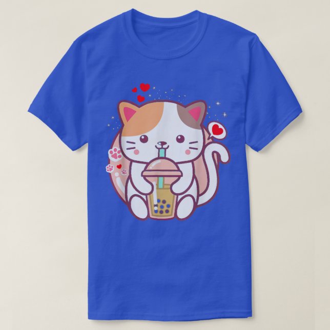 Camiseta Té de burbuja de té Boba Kawaii Anime japonés Neko (Diseño del anverso)