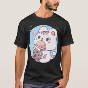Camiseta Té de burbuja de té Boba Tea de gato Anime Kawaii 