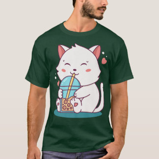 Camiseta Té de burbuja de té Boba Tea de gato Anime Kawaii 