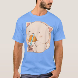 Camiseta Té de burbuja de té Boba Tea de gato Anime Kawaii