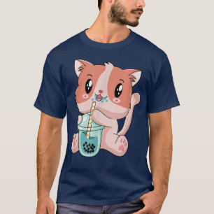 Camiseta Té de burbuja de té de Boba Tea Anime Kawaii Neko 