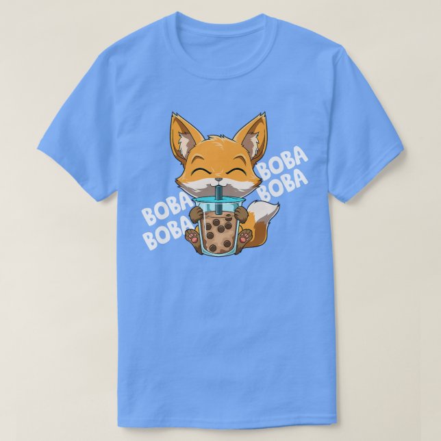 Camiseta Té de burbuja Fox Funny Boba Tea 439 (Diseño del anverso)