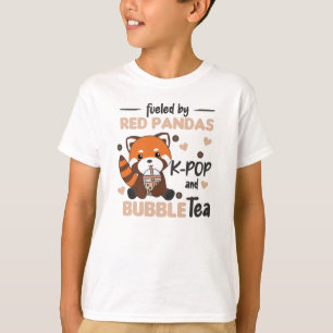 Camiseta Té de burbuja Rojo Panda Chocolate Cute Animales B