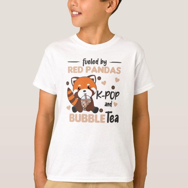 Camiseta Té de burbuja Rojo Panda Chocolate Cute Animales B (Anverso)