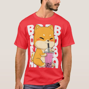 Camiseta Té de burbuja Shiba Inu Boba Kawaii Anime japonés 
