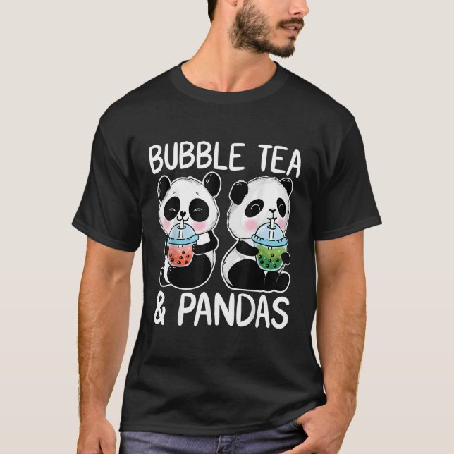 Camiseta Té De Burbuja Y Pandas Boba Tea Kawaii Panda (Anverso)