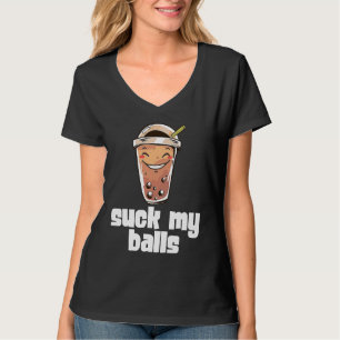 Camiseta Té de Burbujas Chupa Mis Bolas Bebida de Perla de