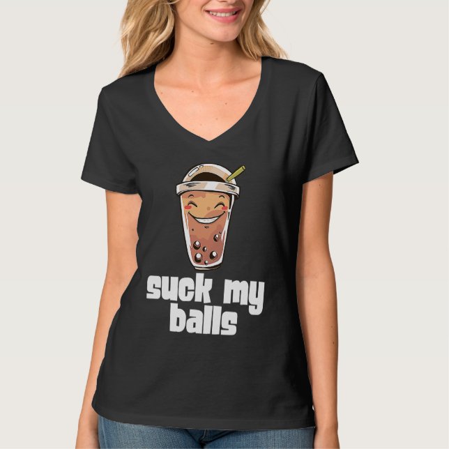 Camiseta Té de Burbujas Chupa Mis Bolas Bebida de Perla de  (Anverso)