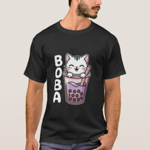 Camiseta Té de burbujas de gato blanco Neko Té de burbujas