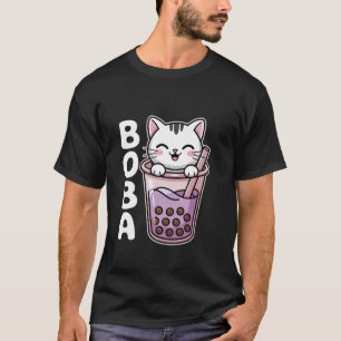 Camiseta Té de burbujas de gato blanco Neko Té de burbujas