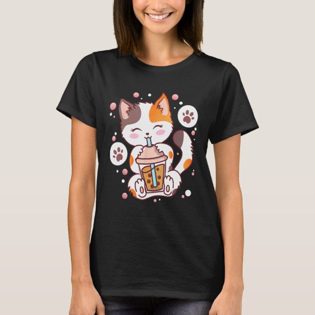 Camiseta Té de burbujas de gato Neko (Anverso)