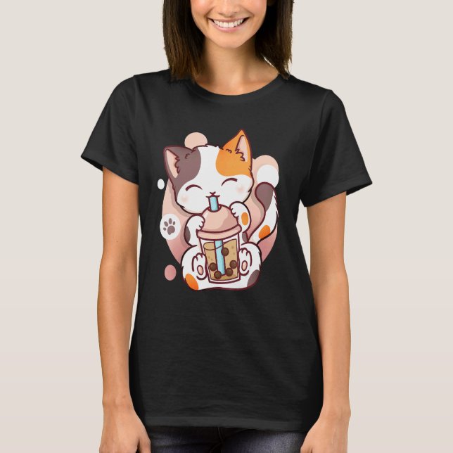 Camiseta Té de burbujas de gato Neko (Anverso)