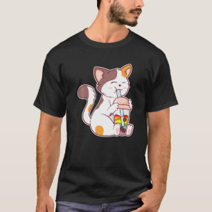 Camiseta Té de burbujas de gato Orgullo gay Lgbt Bandera Lg