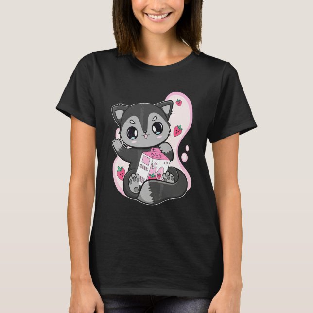 Camiseta Té de burbujas de leche de fresa Black Fox para Bo (Anverso)