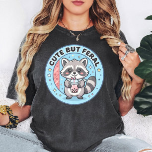 Camiseta Té de burbujas de mapache lindo pero feroz Kawaii