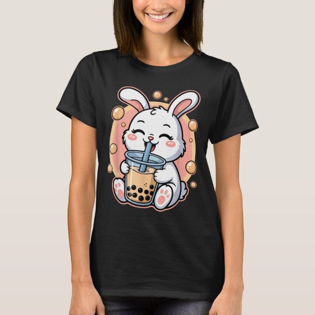Camiseta Té de burbujas Funny Rabbit Boba Tea (Anverso)