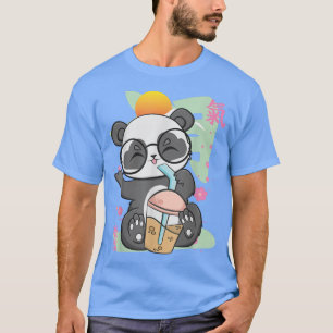 Camiseta Té de fresa Panda Bebida Boba Cup Sakura