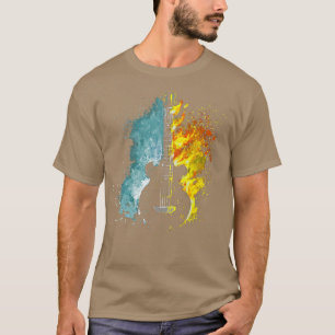 Camiseta Té de guitarra Guay con guitarra de llamas azules 